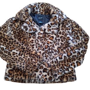 NWT Me Jane Women Small Faux Fur Leopard Coat